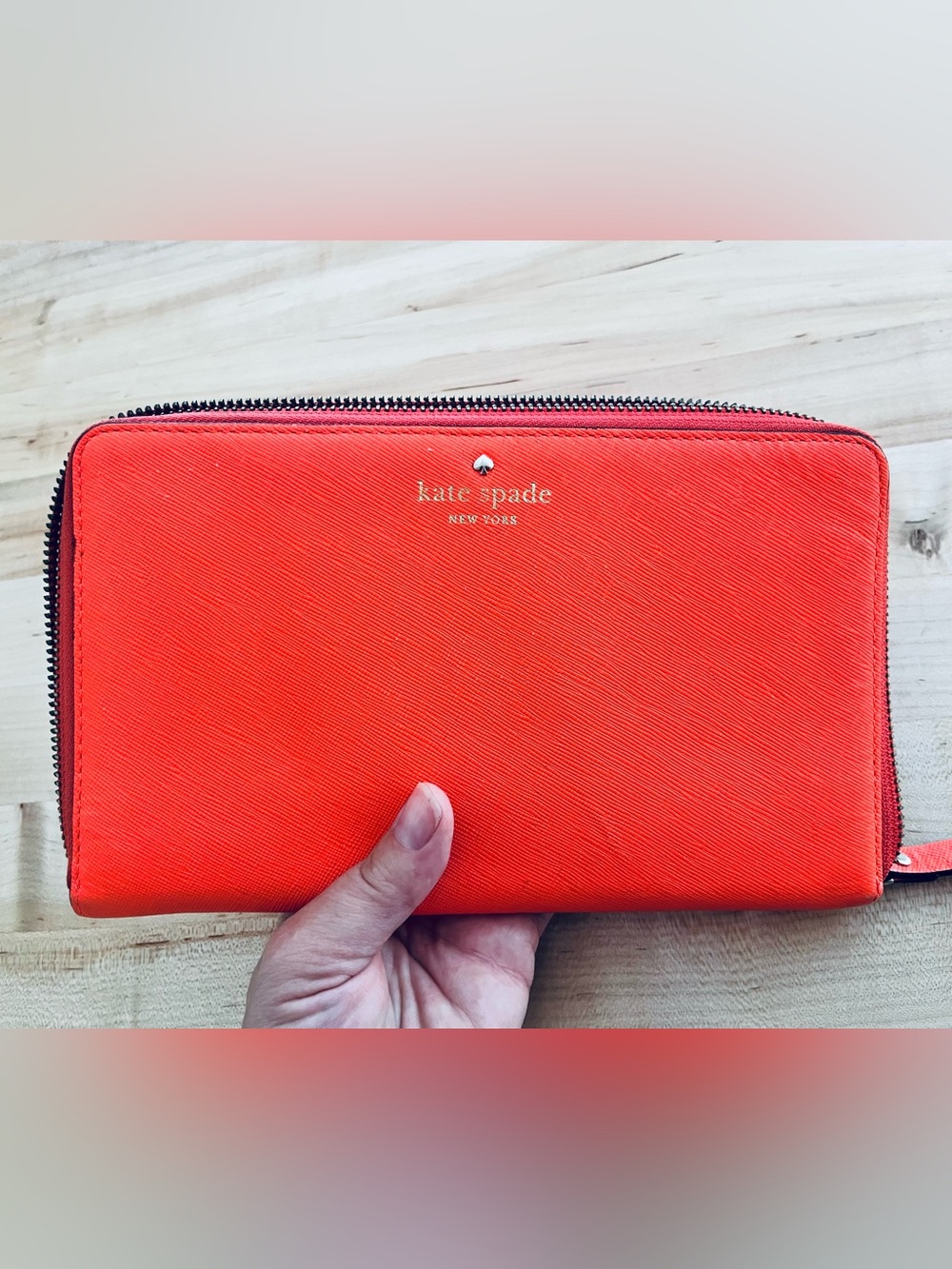 Kate Spade New York Hot Orange Wellesley Leather Travel Wallet Organizer